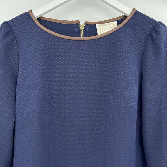 Sail To Sable Textured Bell Sleeve Top Blouse 3/4 Sleeve Back Zip Size Medium - Picture 2 of 9